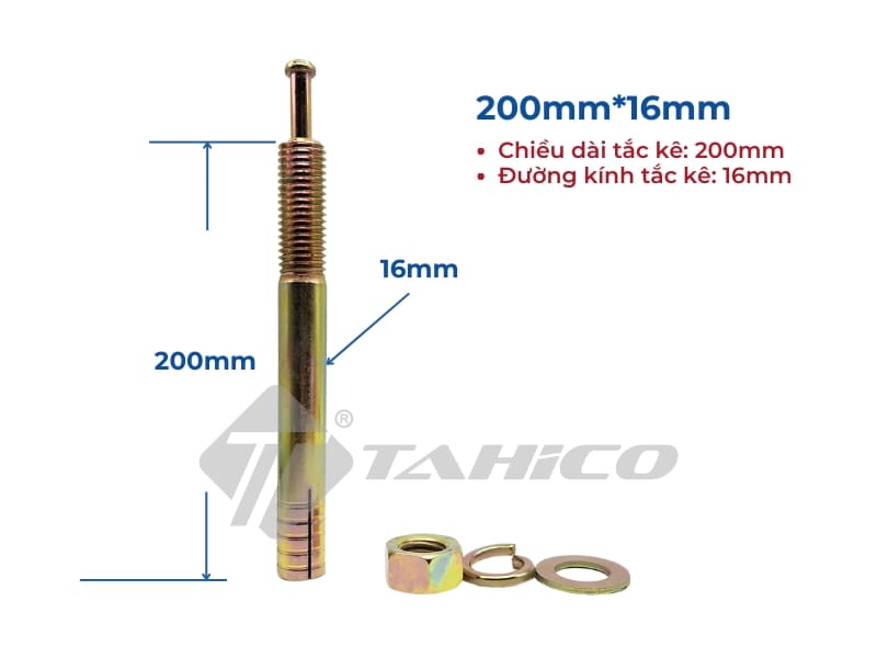 Tắc kê đinh zin lắp cầu nâng ô tô 16mm 3 Tắc kê dinh zin lắp đặt cầu nâng ô tô 200mm x 16mm